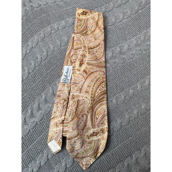 Liberty of London Other - VTG Liberty of London Cotton Necktie Beige Brown Seafoam Paisley Print Tie 3.75